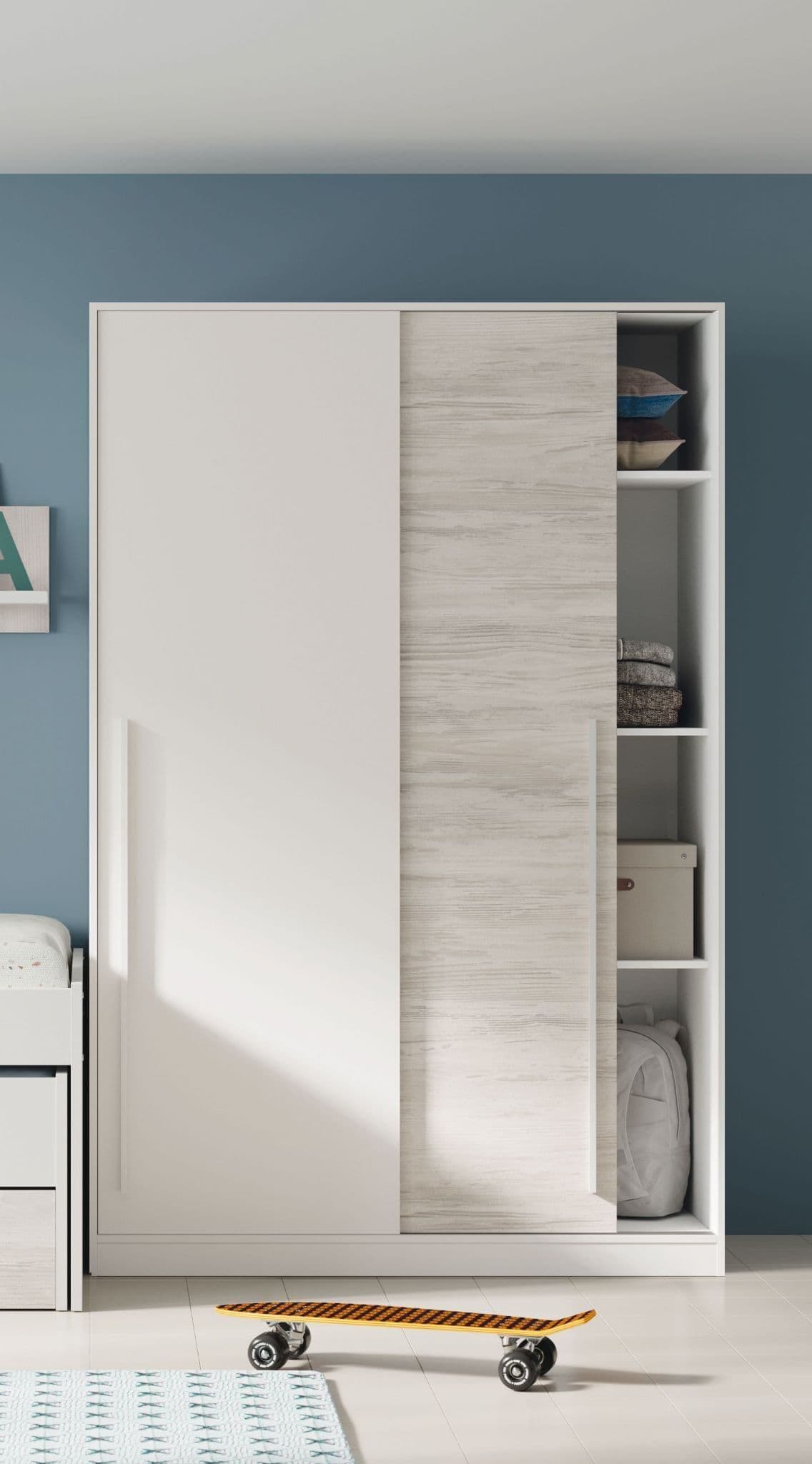COLF 2 Door Sliding Wardrobe White and Oak - 120cm