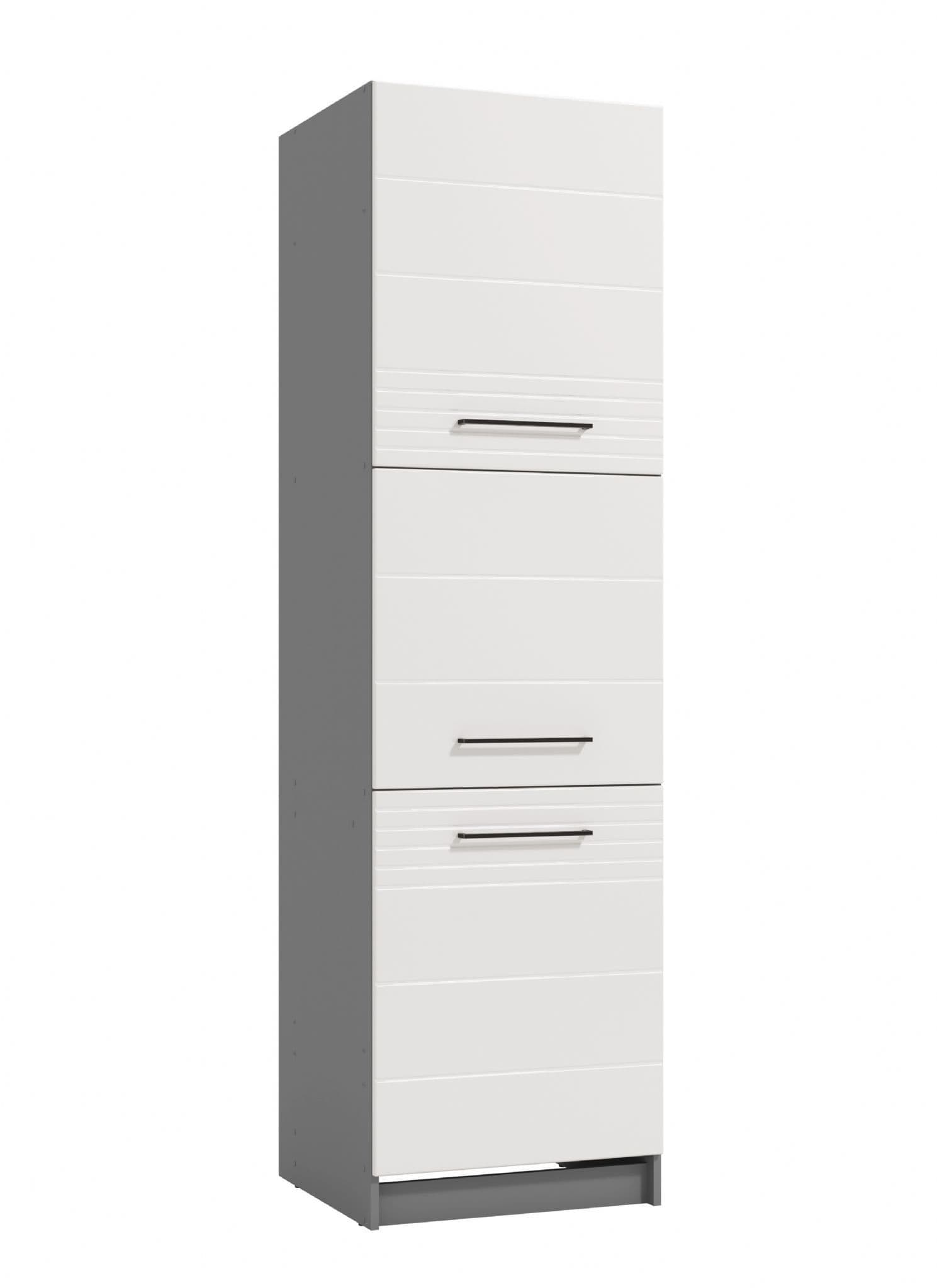Pedrosky White High Gloss And Grey 60cm Tall Kitchen Larder Unit Pantry Cupboard - White