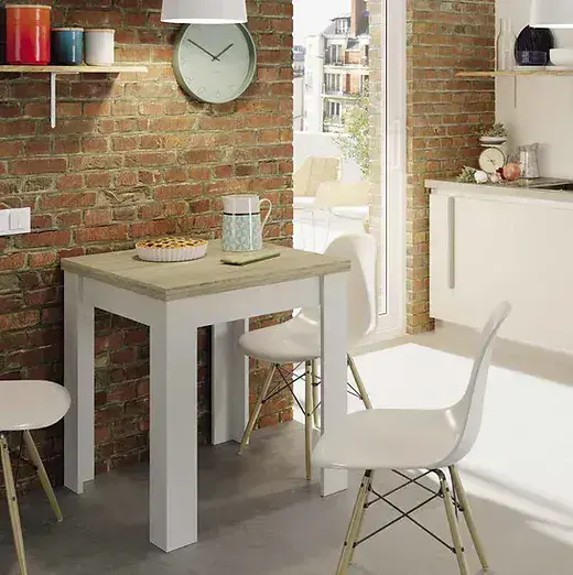 Luizano White And Light Oak Effect Small Extending Dining Table - White