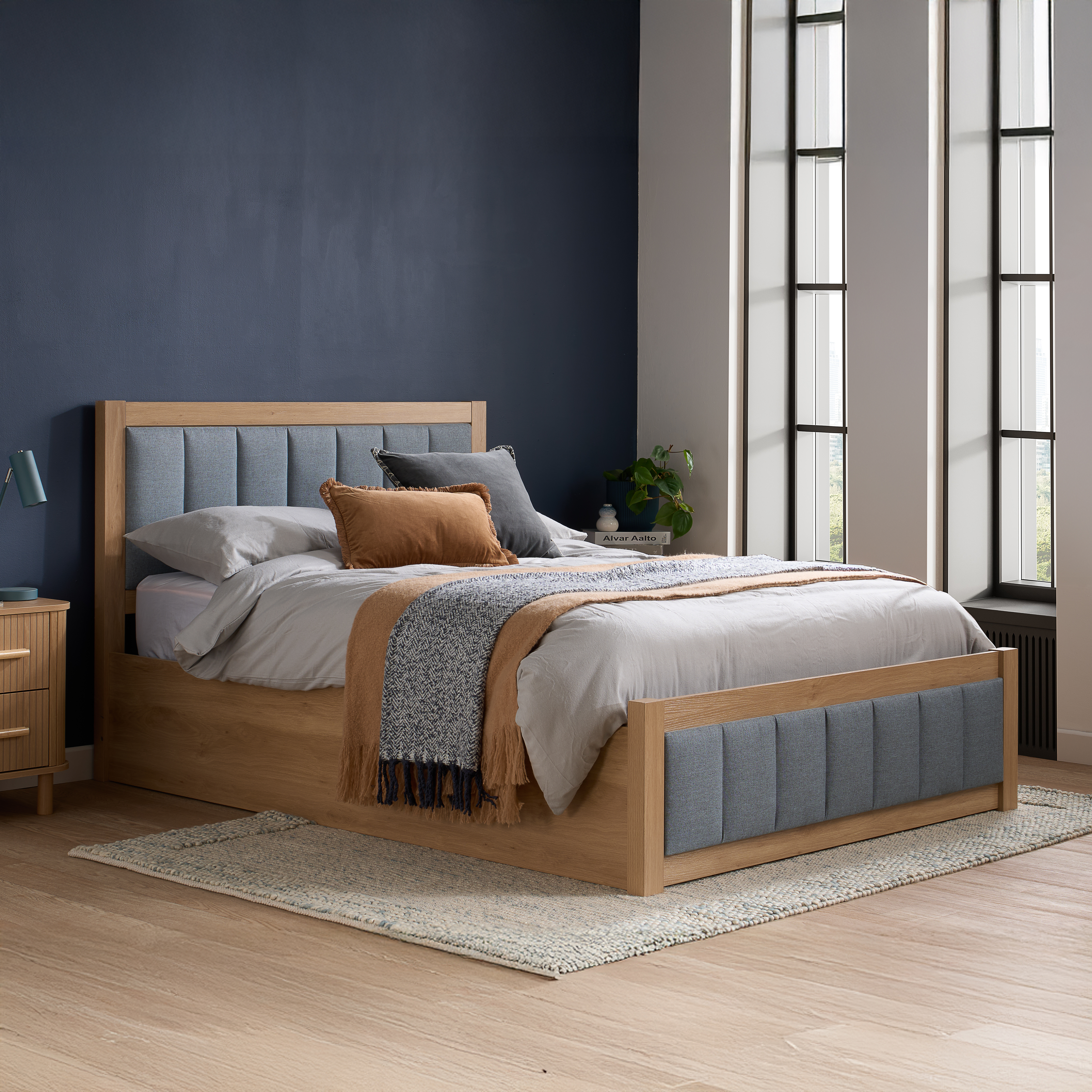 BRIMLEY Kingsize Wooden Ottoman Storage Bedframe - Light Oak