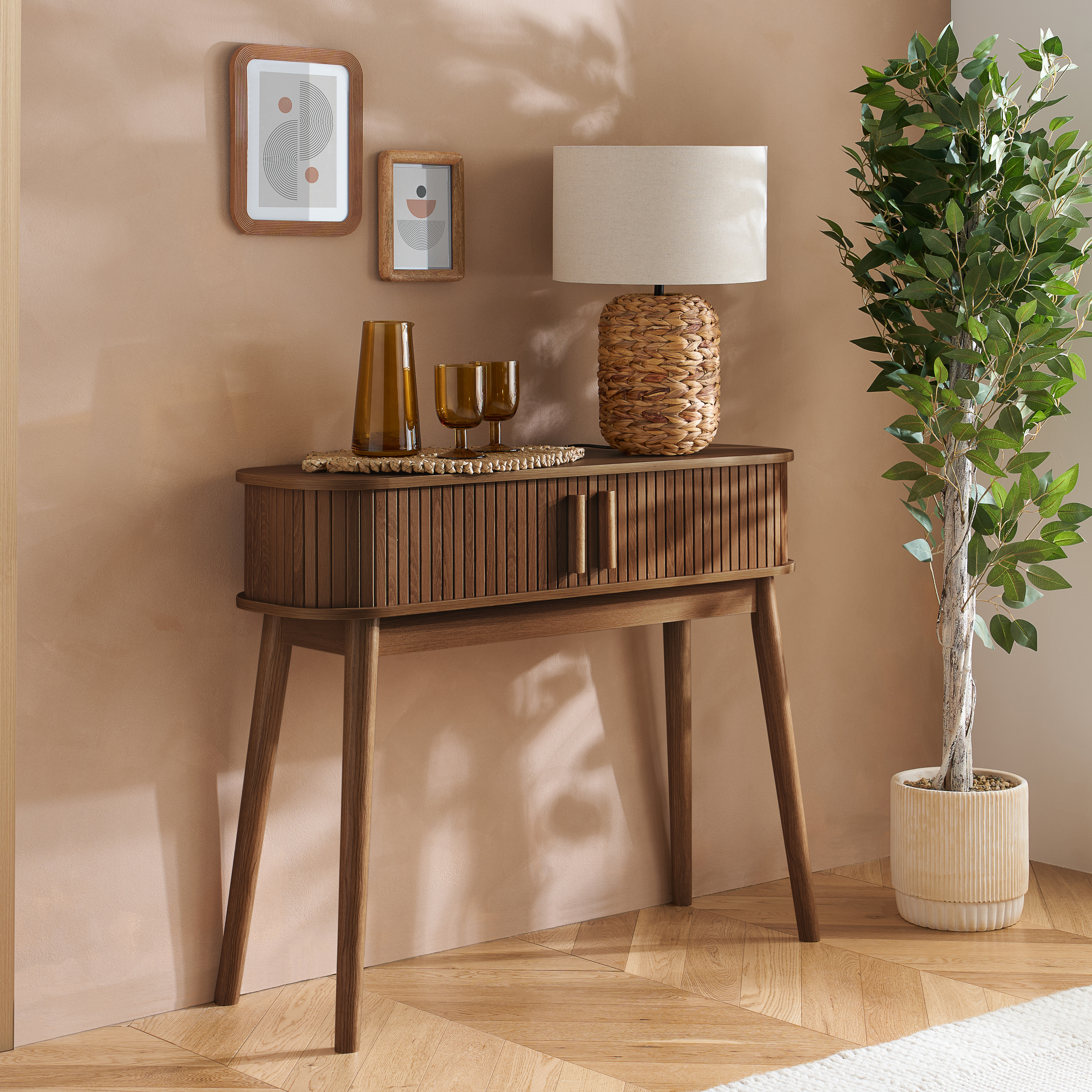 AUREN Fluted Console Table - Walnut