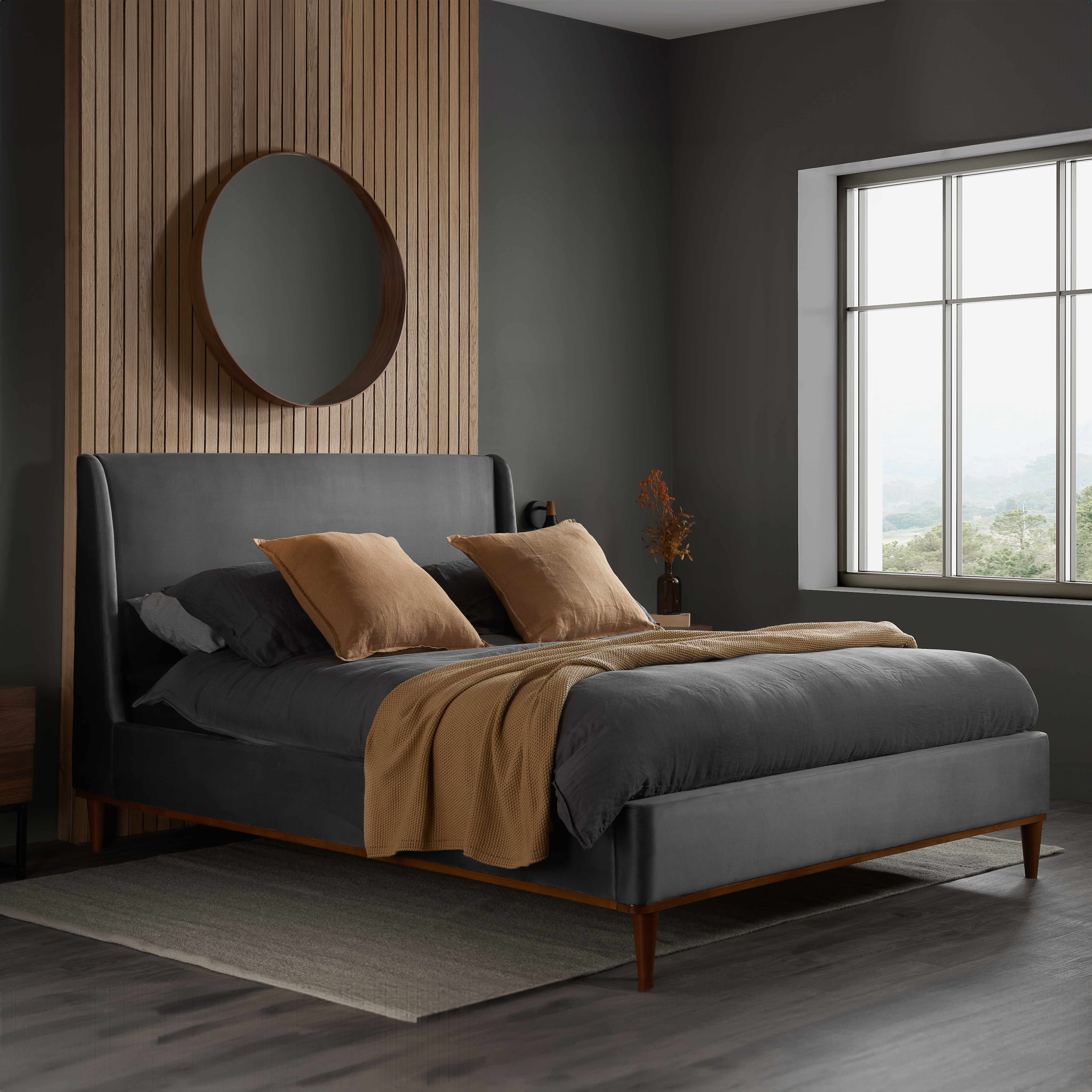 MARQUESSIA Double Fabric Bedrame - Grey