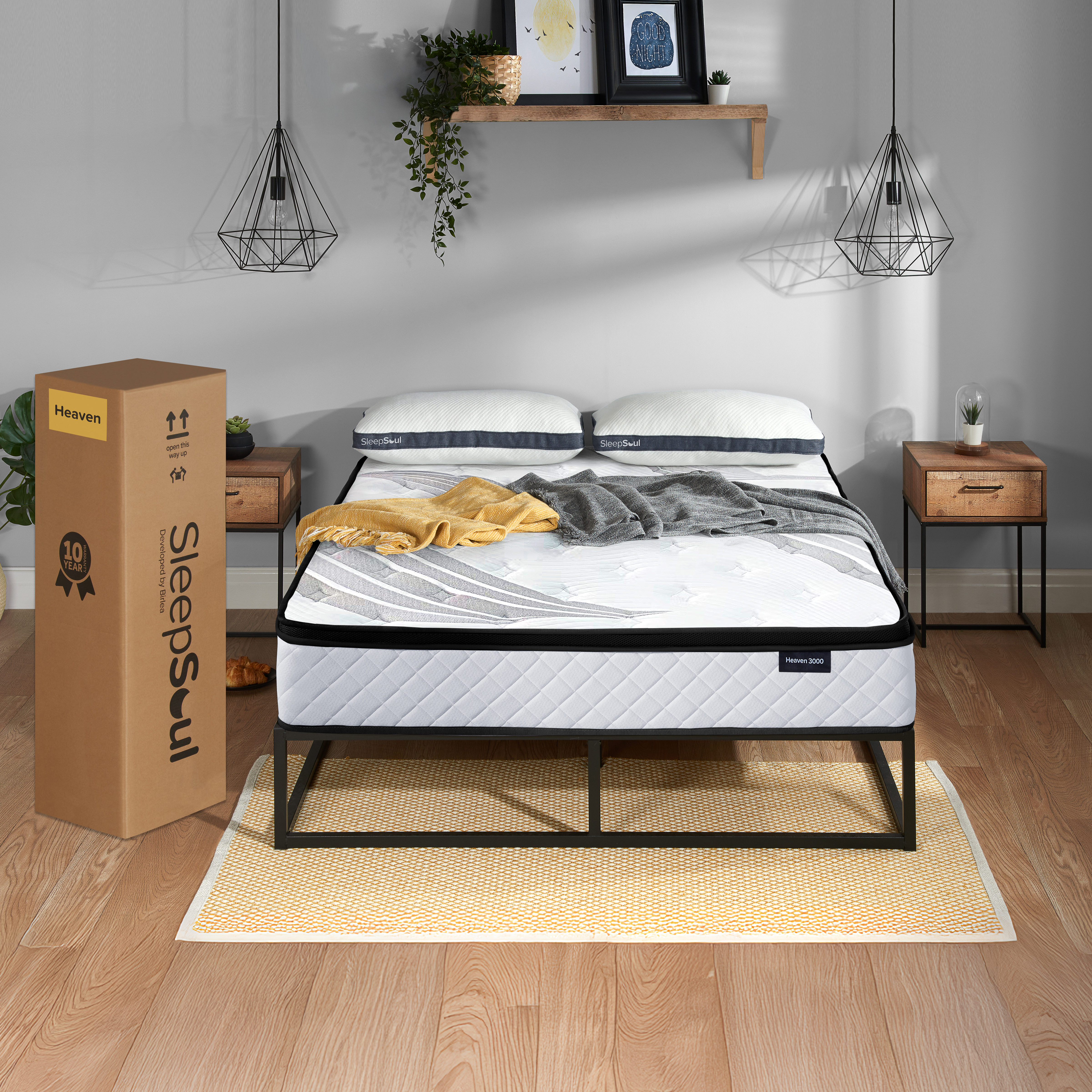 FENIXOR Kingsize Pocket Sprung Mattress 3000 Springs - White and Black