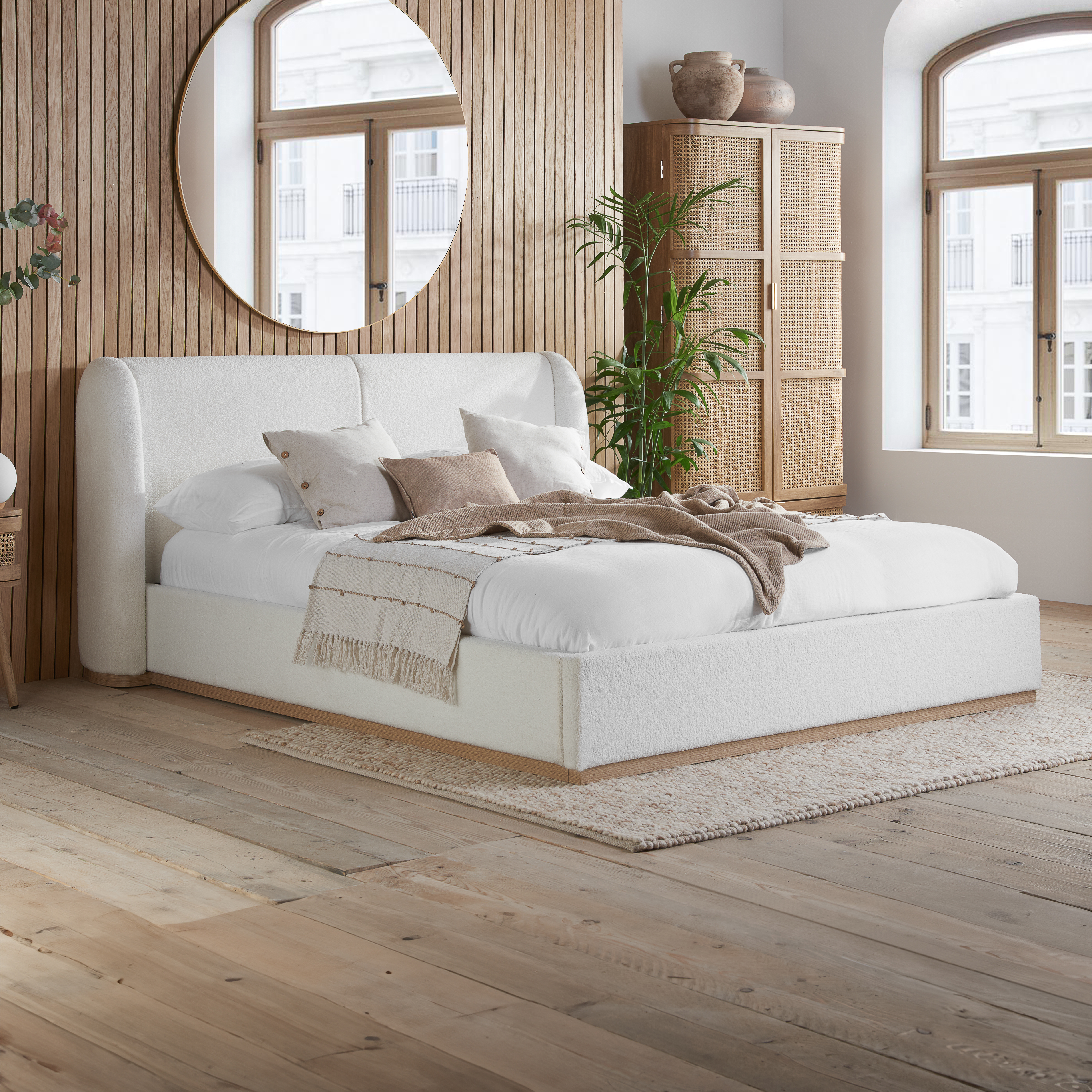 EVRALE Kingsize Fabric Bedframe - White