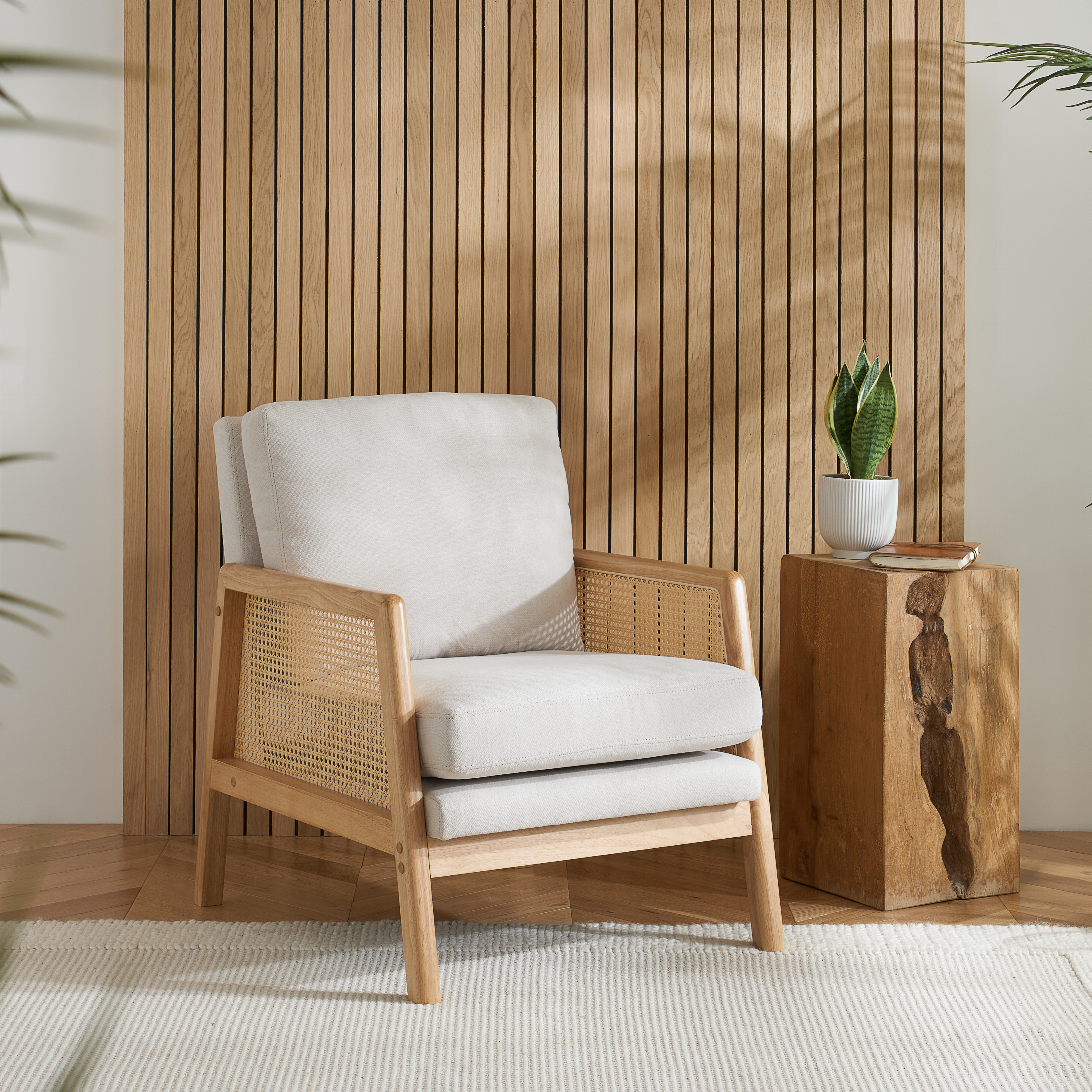 ISERA Fabric Rattan Armchair - White