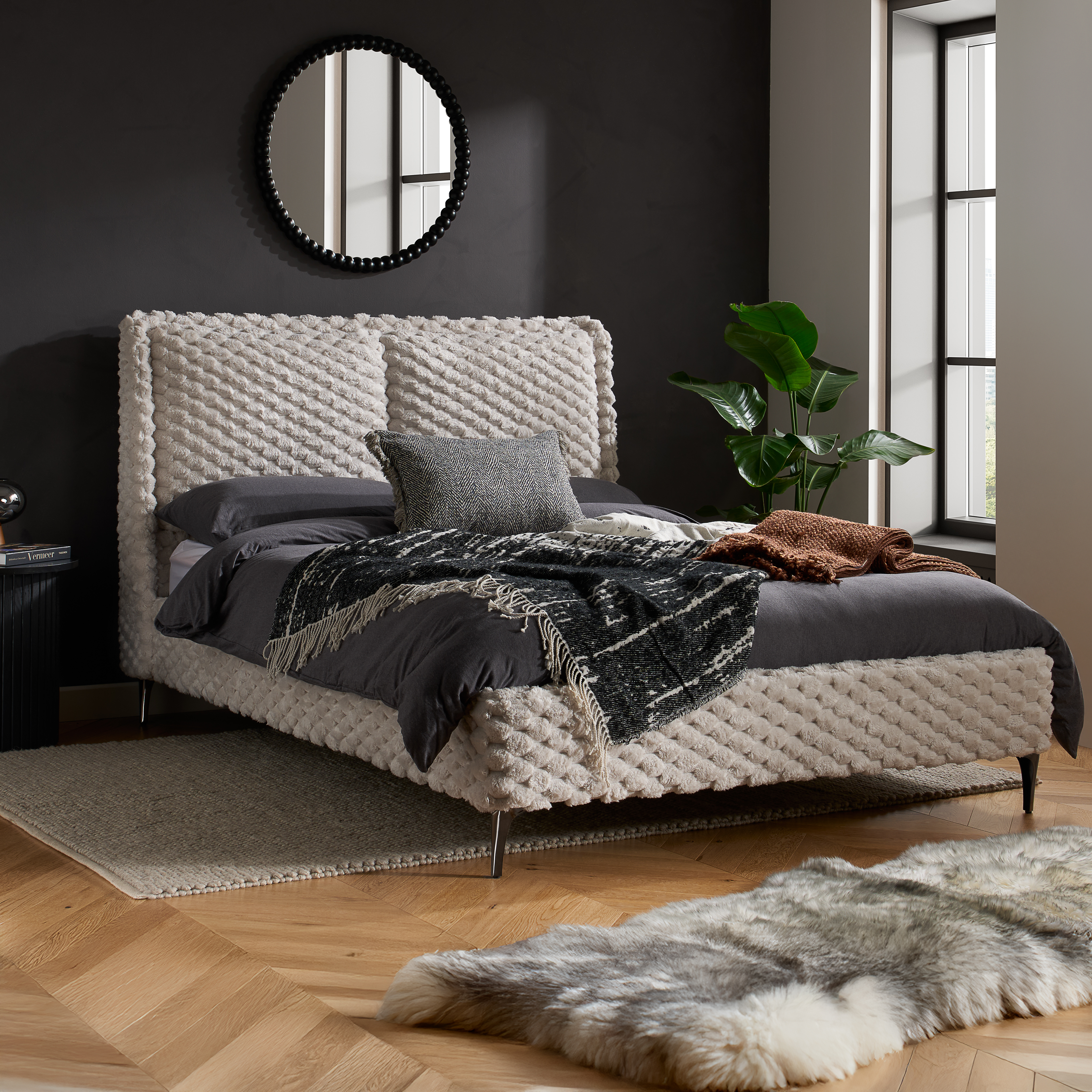 VELTHRA Kingsize Fabric Bedframe - Grey