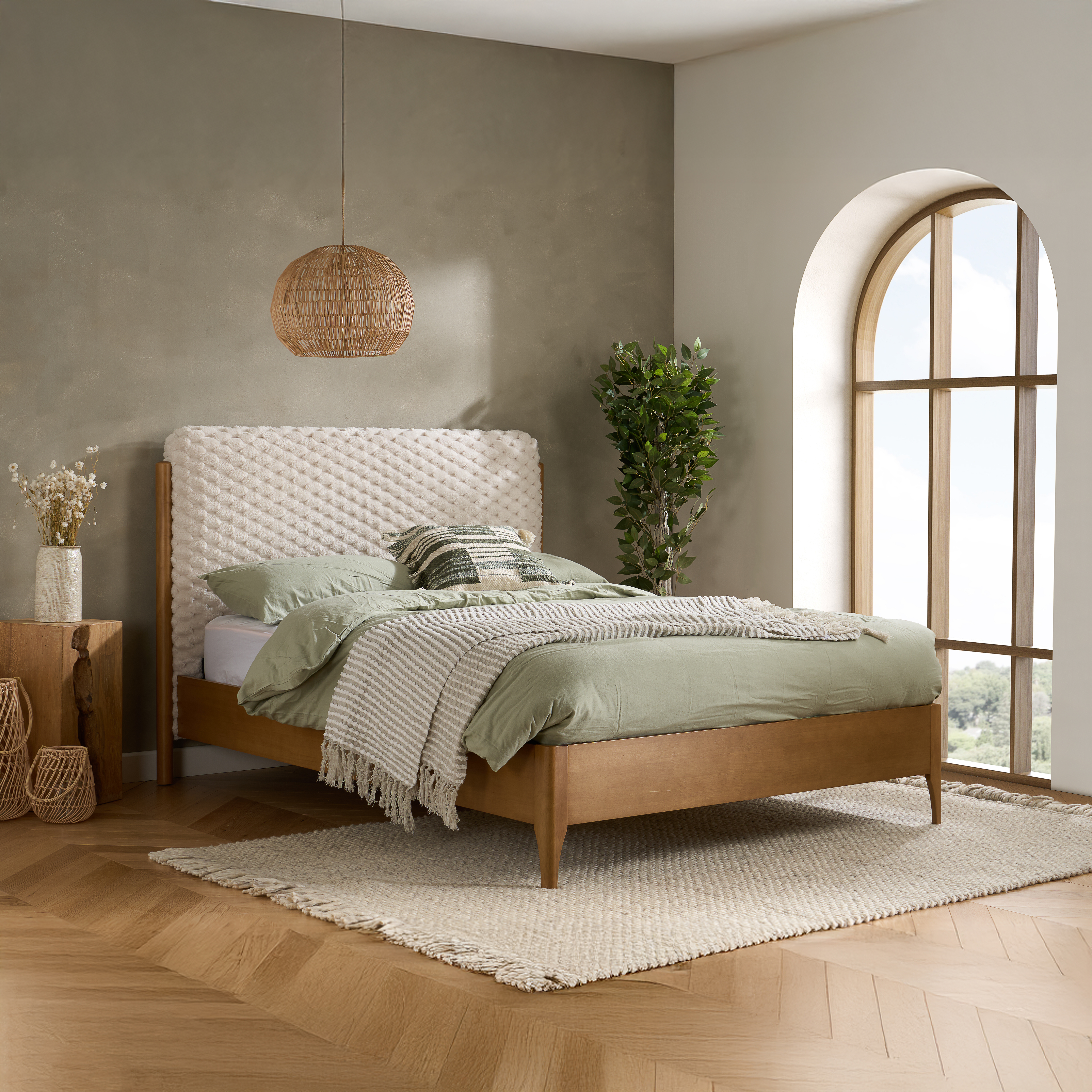 LUNARETH Kingsize Wooden Bedrame - White