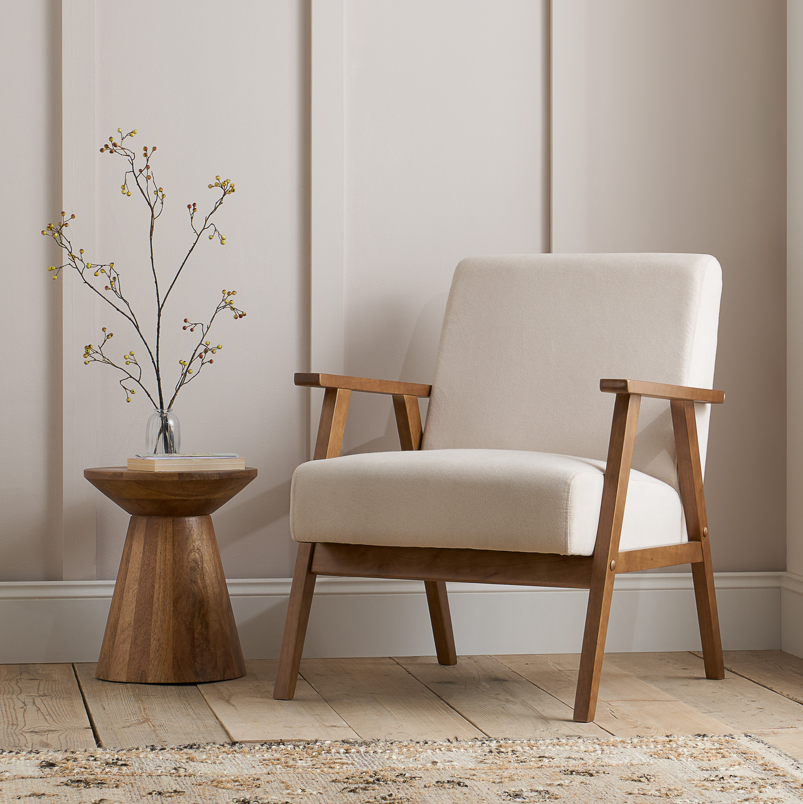 ELVRIC Fabric Armchair - Cream