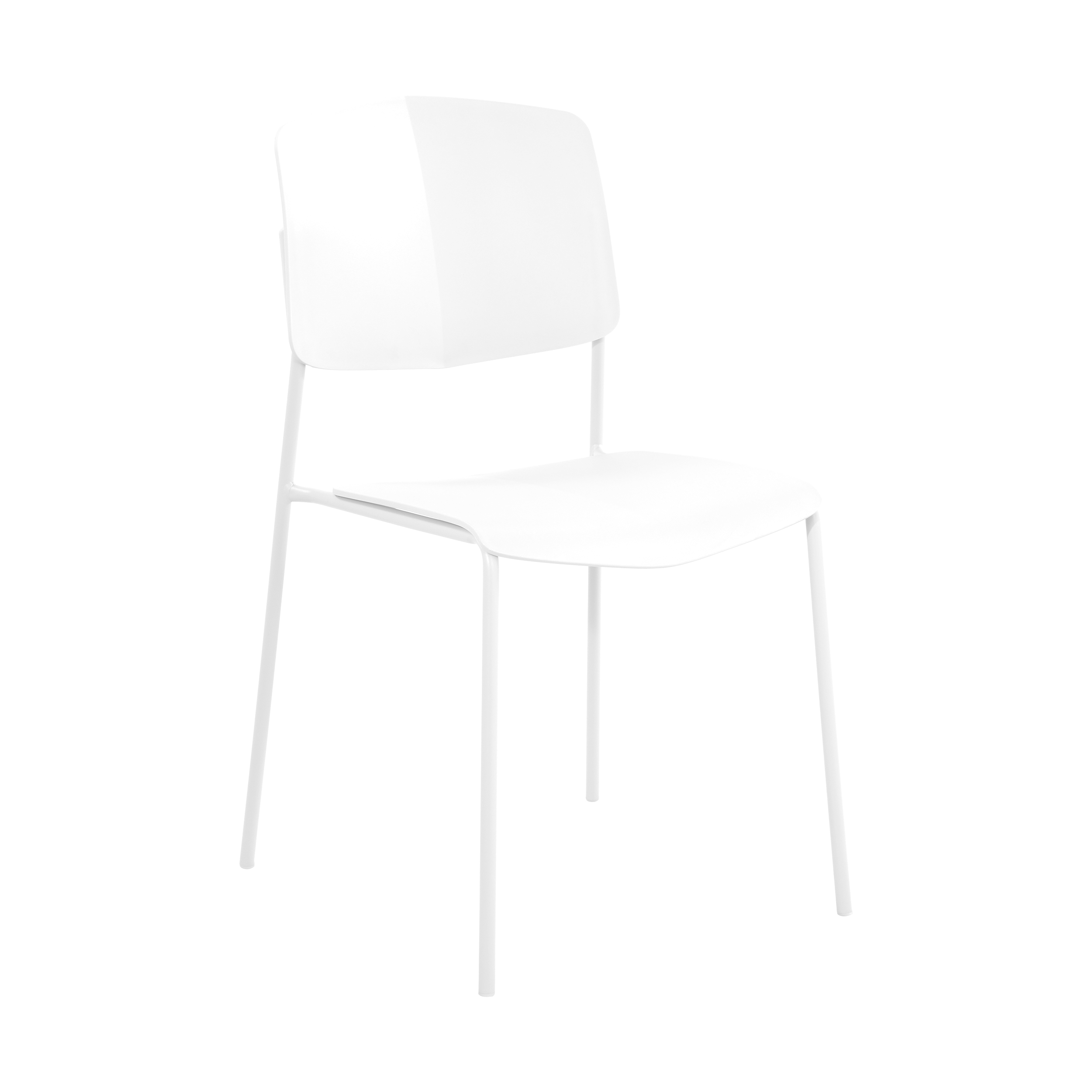 LUMO Set of 2 Plastic Kitchen Chairs with Back - White
