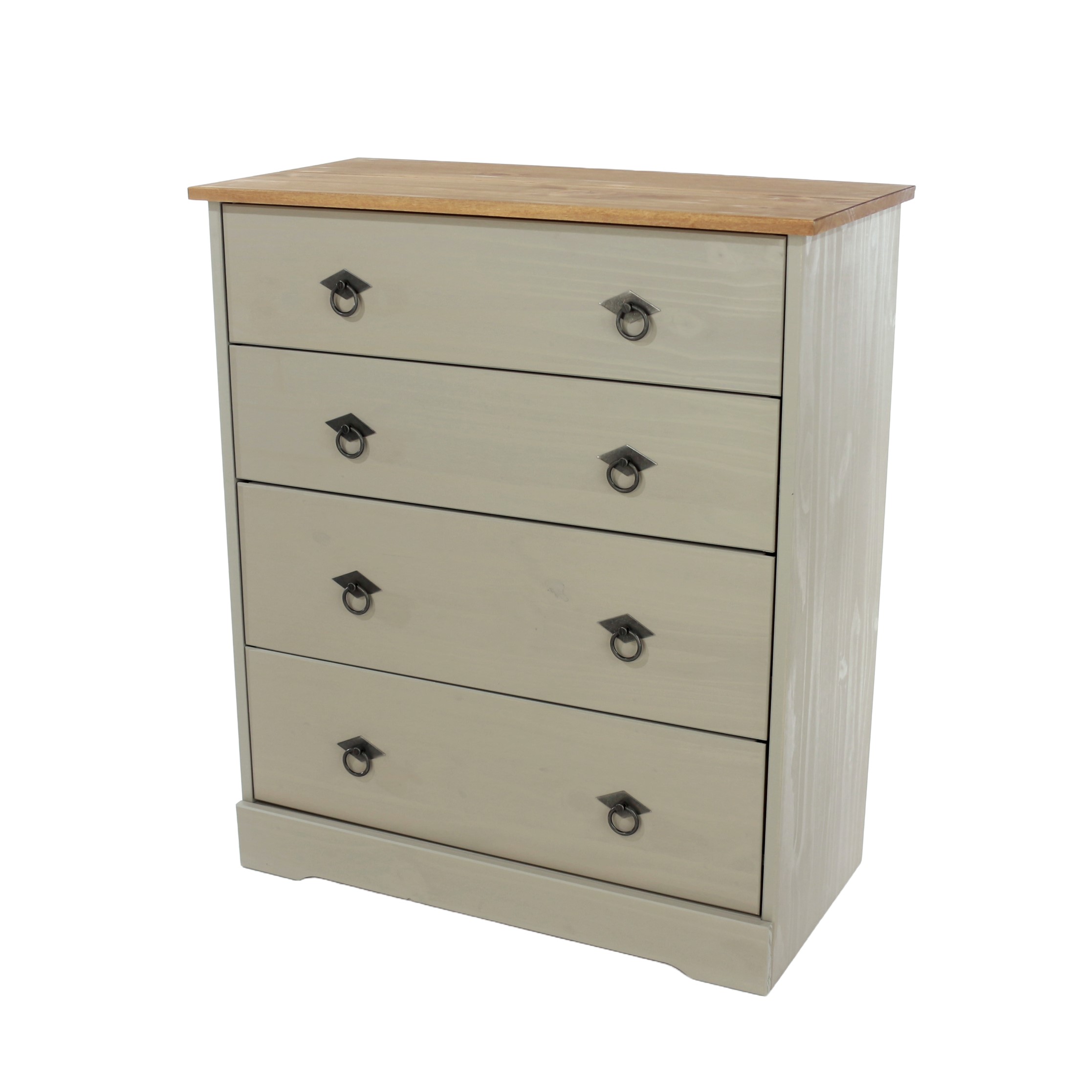 CECILIA Grey Chest of Drawers - Medium-sized, 4 Drawers