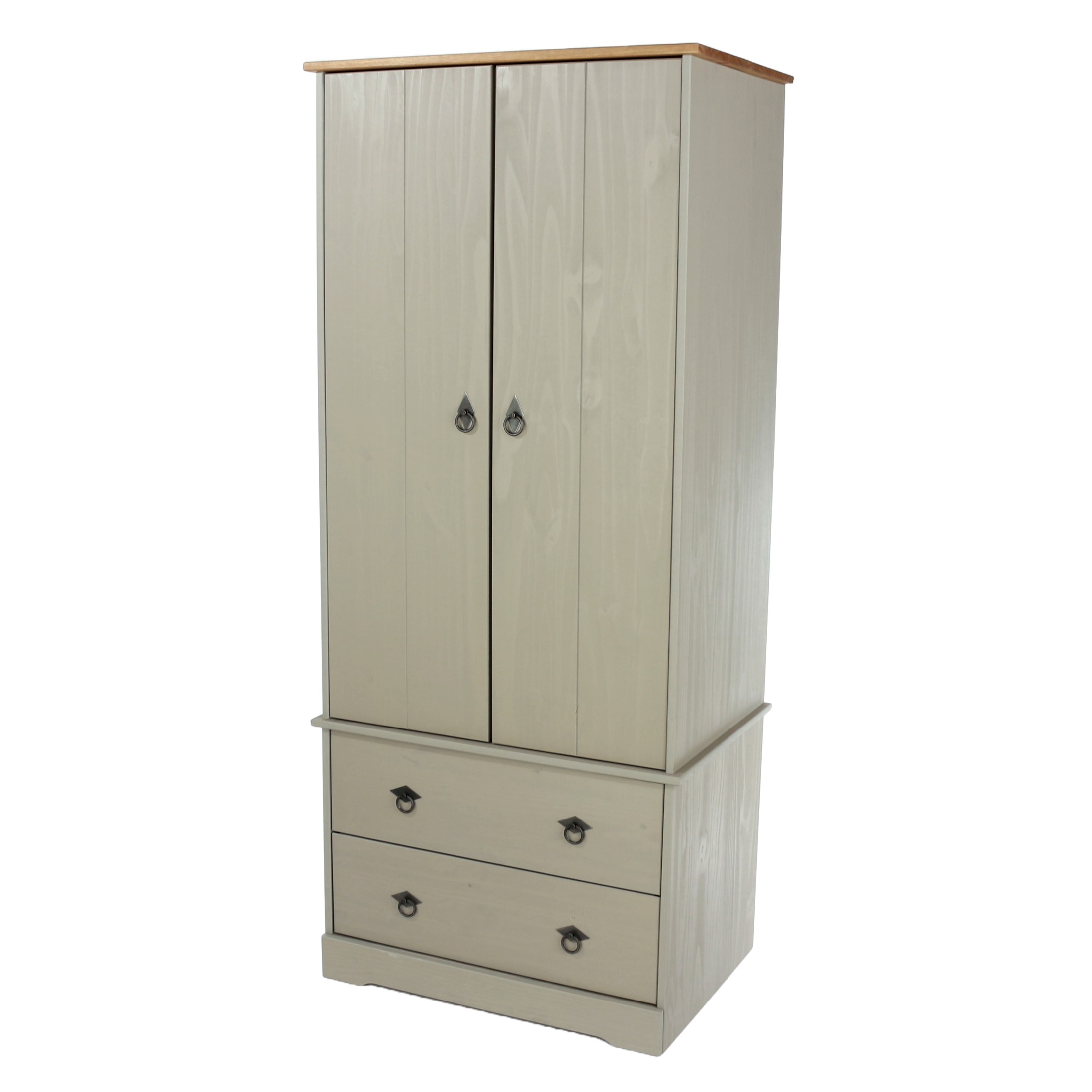 CECILIA 2 Door Wardrobe with 2 Drawers Grey - 75.7cm