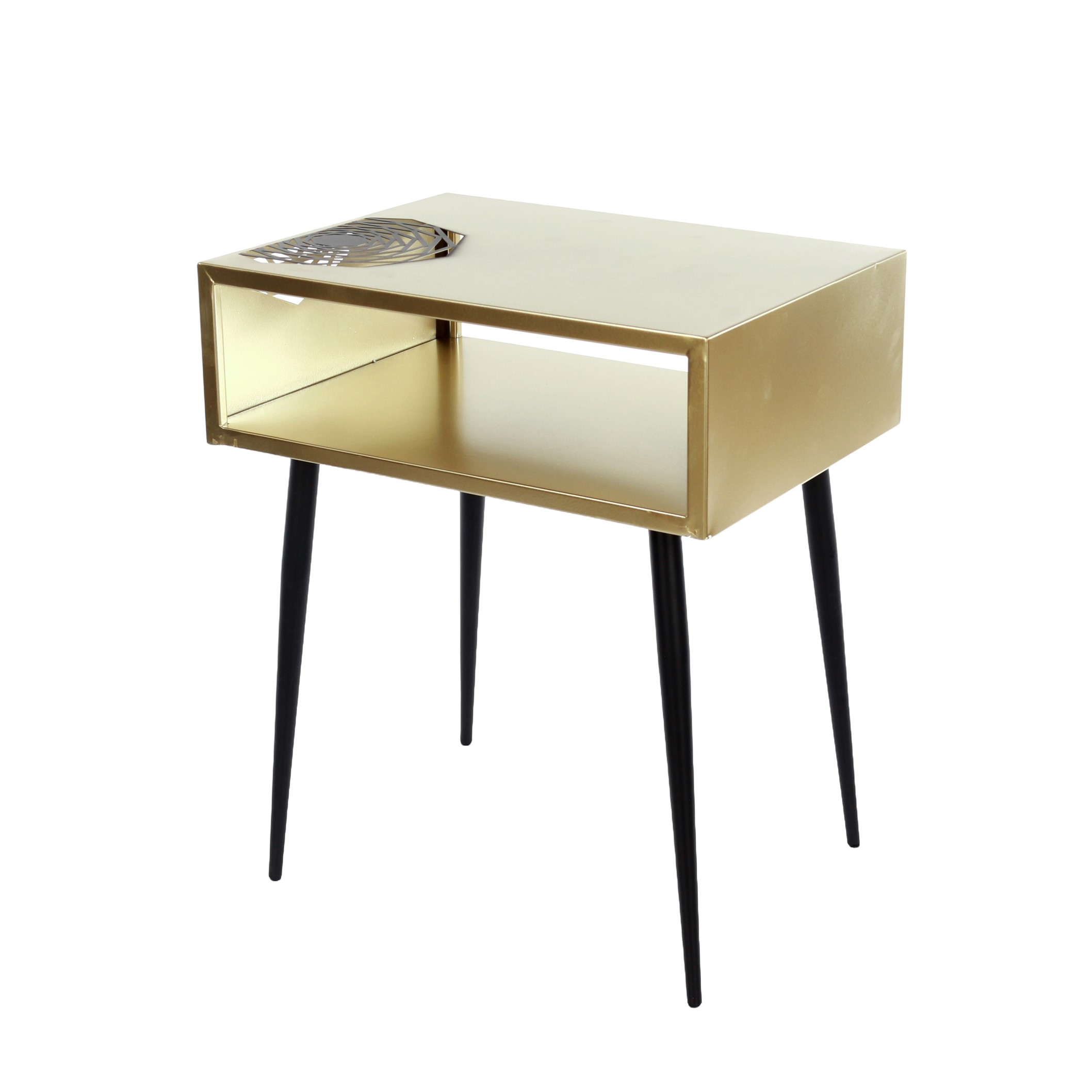 TOVEN Metal Bedside Table - Gold and Black