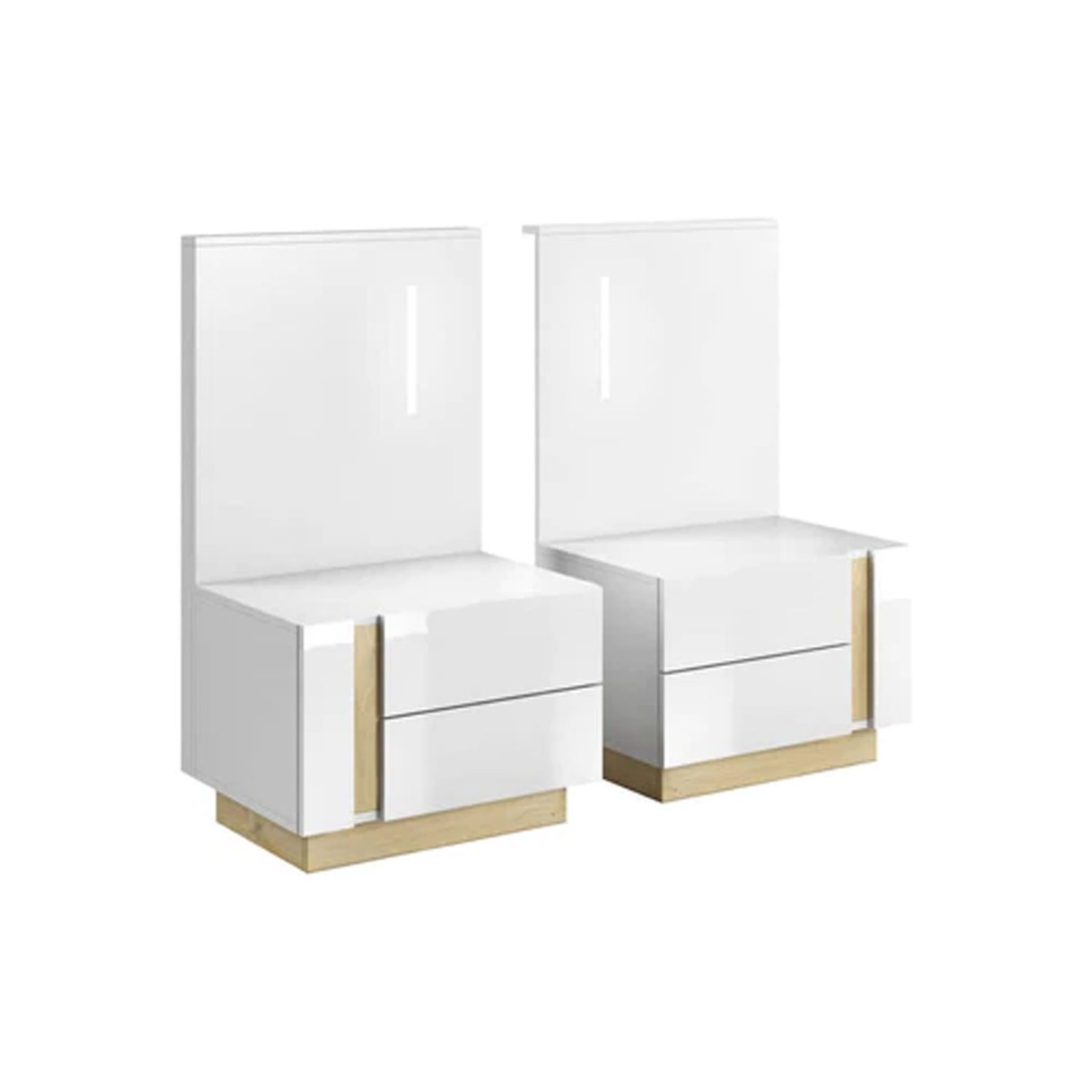 Bedside Table - NIMBUS 2 Drawer Nightstand White 60cm