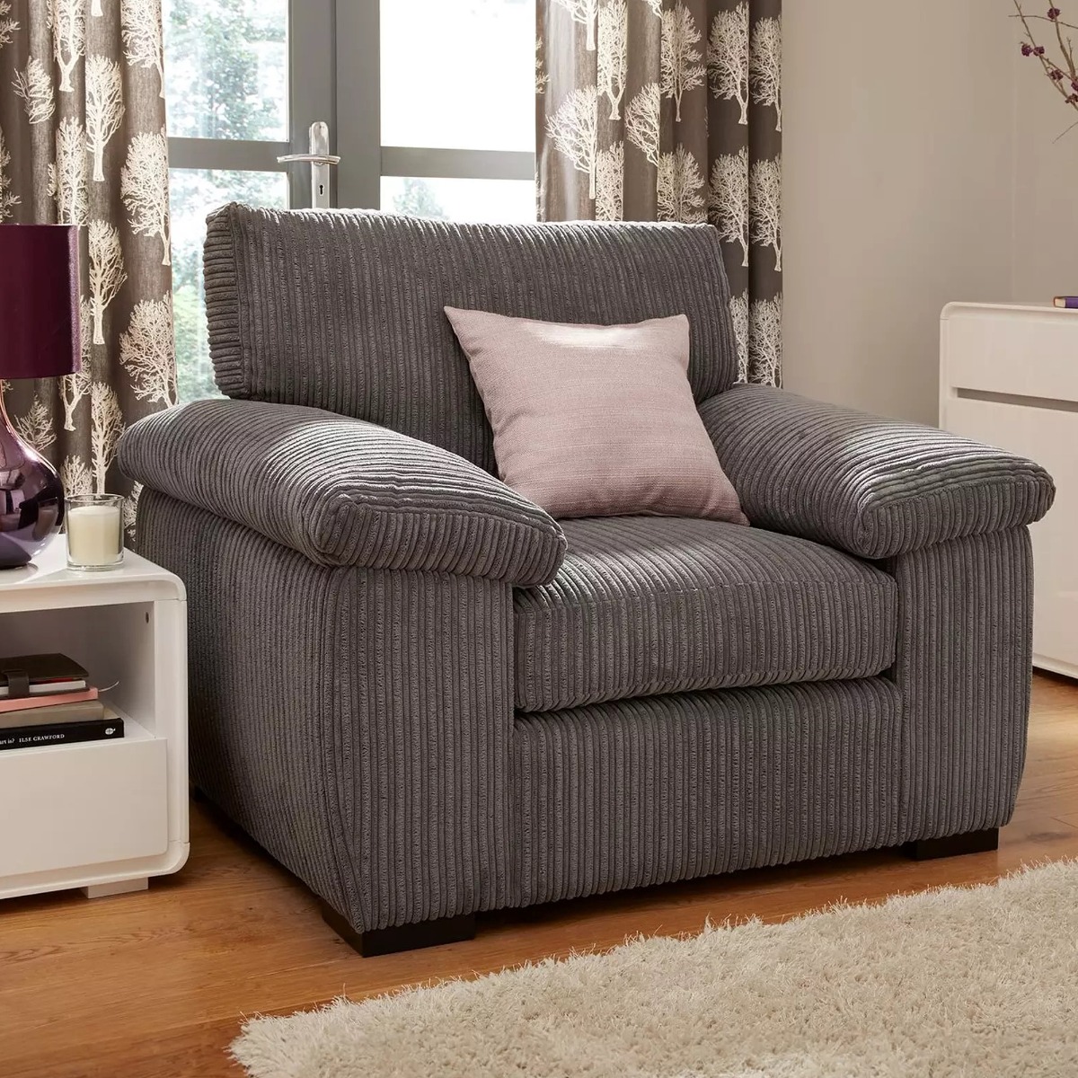AMALFI Jumbo Cord Armchair - Charcoal