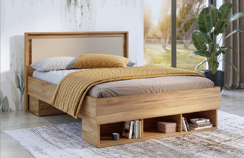 Kingsize Bed - CASEY Wooden Bed Oak Mauvella
