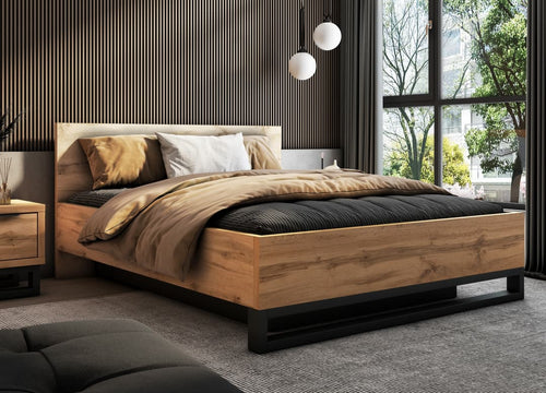 Kingsize Bed - BOZENA Ottoman Bed Oak Wotan
