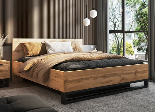 Super Kingsize Bed - BOZENA Ottoman Bed Oak Wotan