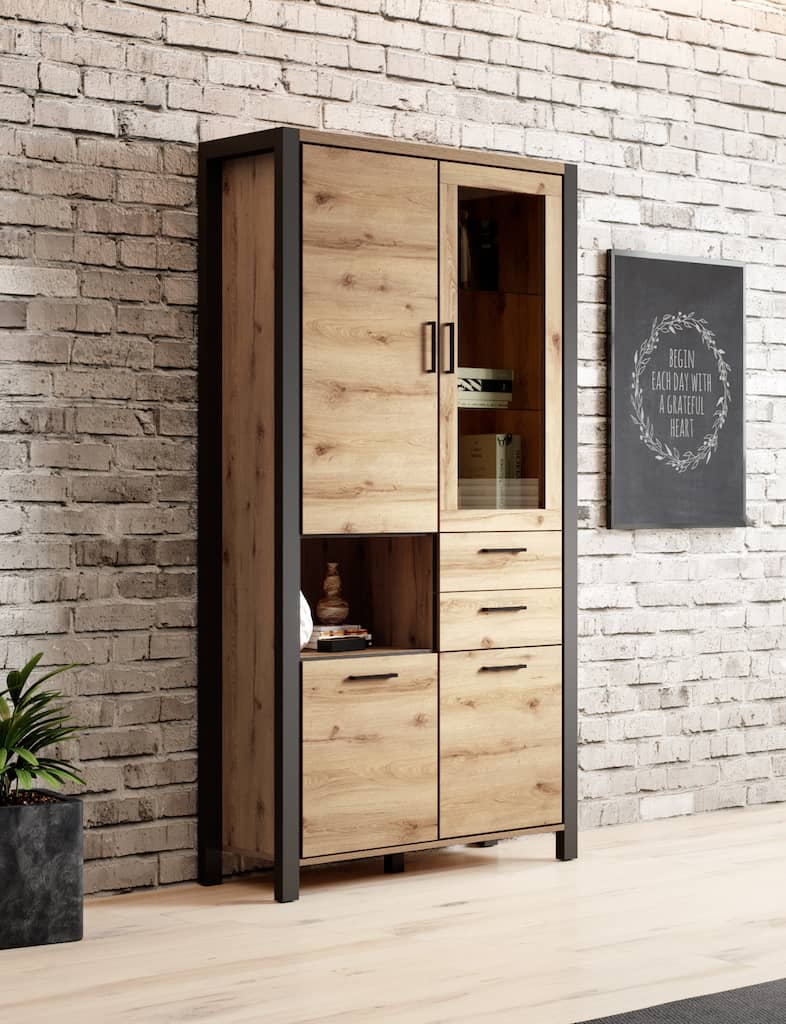 Display Rack - FREGENE Display Cabinet Oak Taurus 100cm