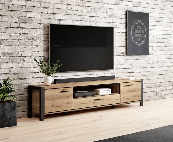 TV Cabinet - FREGENE TV Unit Oak Taurus 210cm