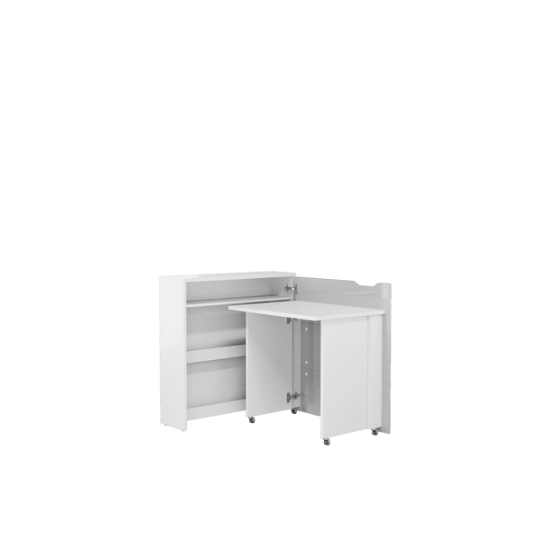 Office Desk - WILLA Convertible Hidden Desk Right Side White Gloss 90cm
