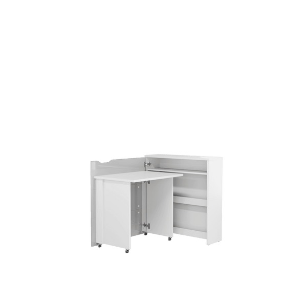 Office Desk - WILLA Convertible Hidden Desk Left Side White Gloss 90cm