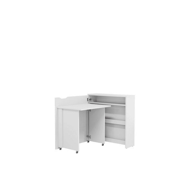 Office Desk - WILLA Convertible Hidden Desk Left Side White Matt 90cm