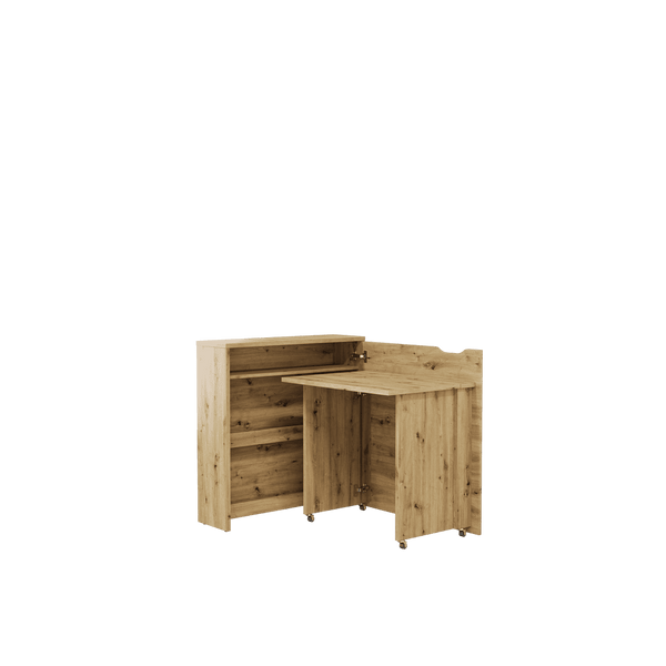 Office Desk - WILLA Convertible Hidden Desk Right Side Oak Artisan 90cm
