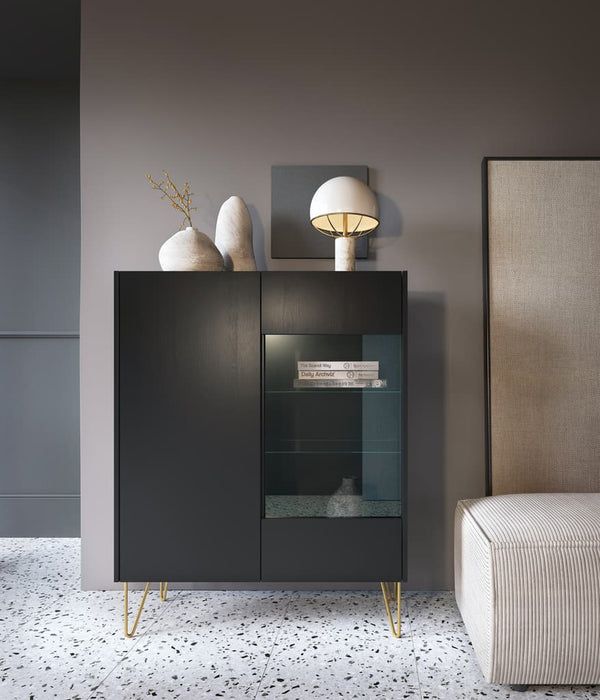 Display Rack - CANDICE Display Cabinet Black 97cm