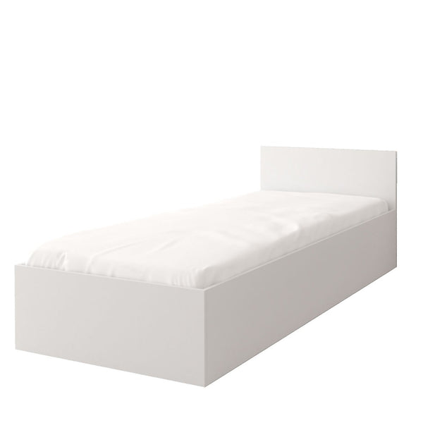 Single Bed - BRAYDEN Wooden 3ft Bed with Storage White Matt