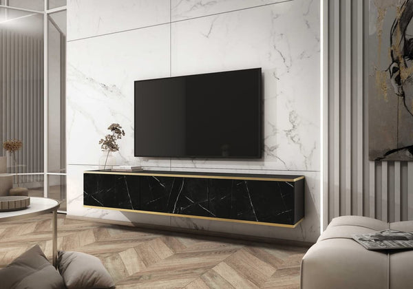 Display Rack - MAYA Display Cabinet Black Marble 175cm