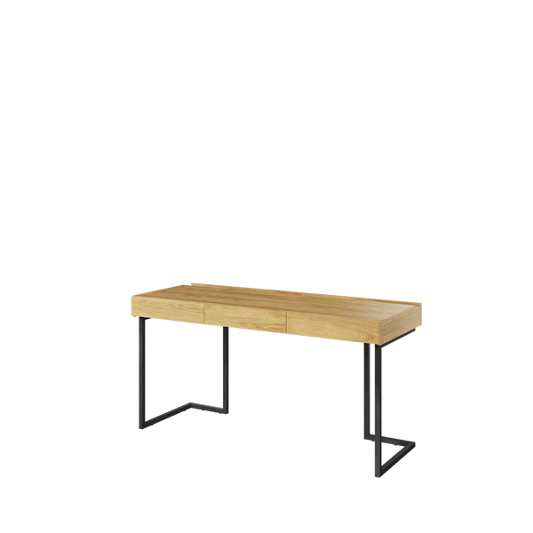 Office Desk - BARCENA Computer Desk Oak Hickory 150cm