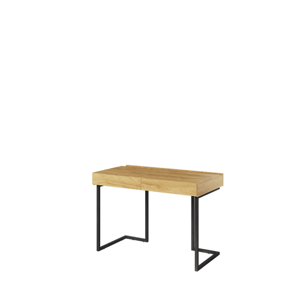 Office Desk - BARCENA Computer Desk Oak Hickory 110cm