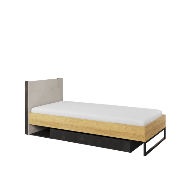 Single Bed - BARCENA Wooden Bed Oak Hickory