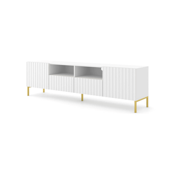 TV Cabinet - CONFREY TV Unit with 2 Drawer White 200cm