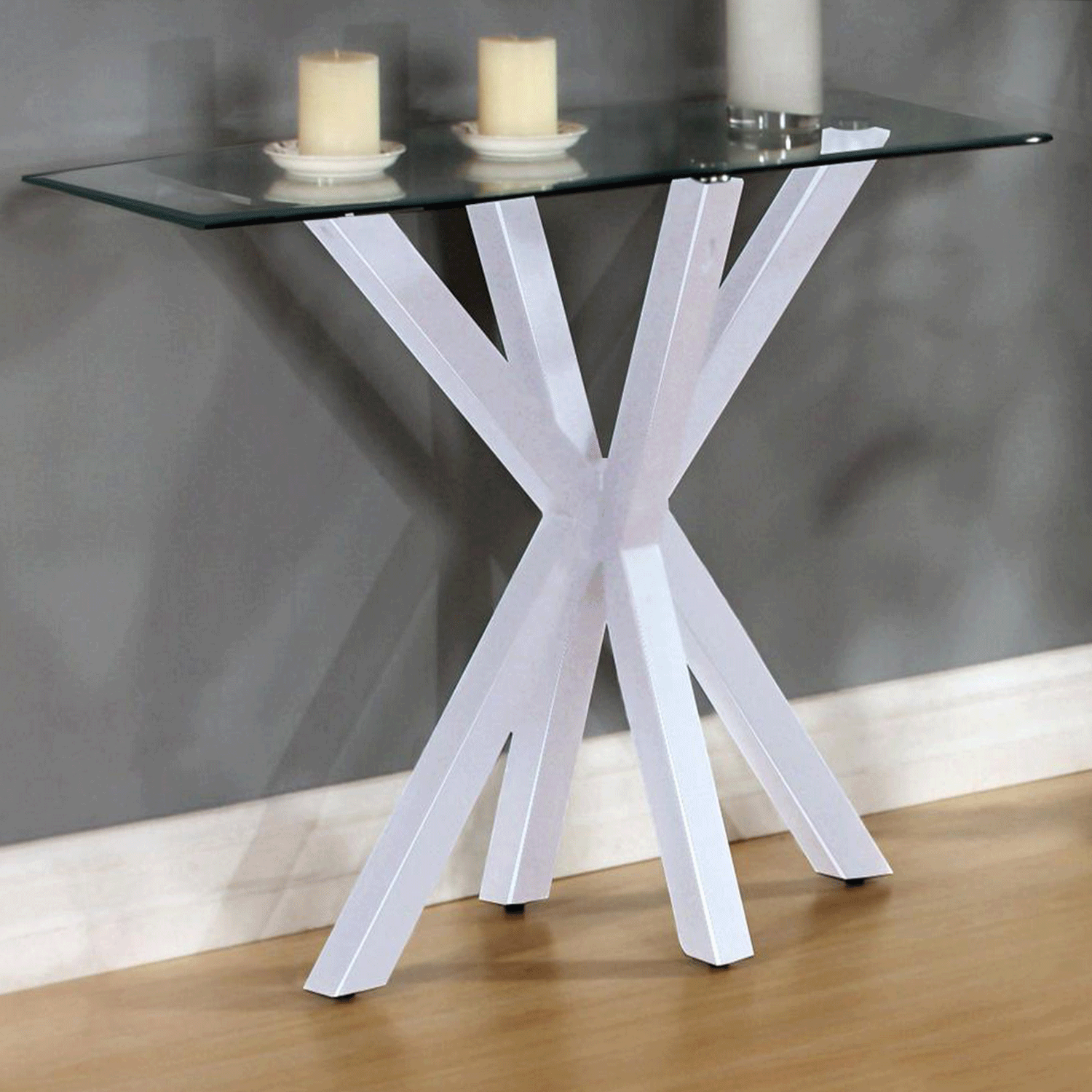Marlow High Shine Gloss Console Table Elegant Gloss Finish in White