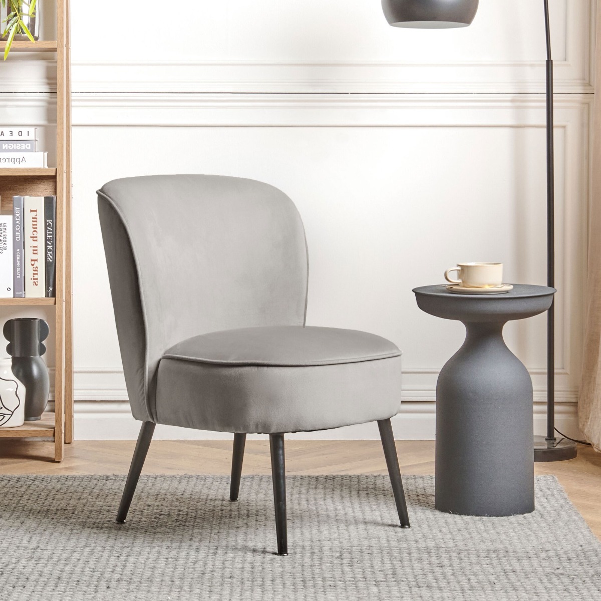 Velvet Armchair Light Grey VOSS