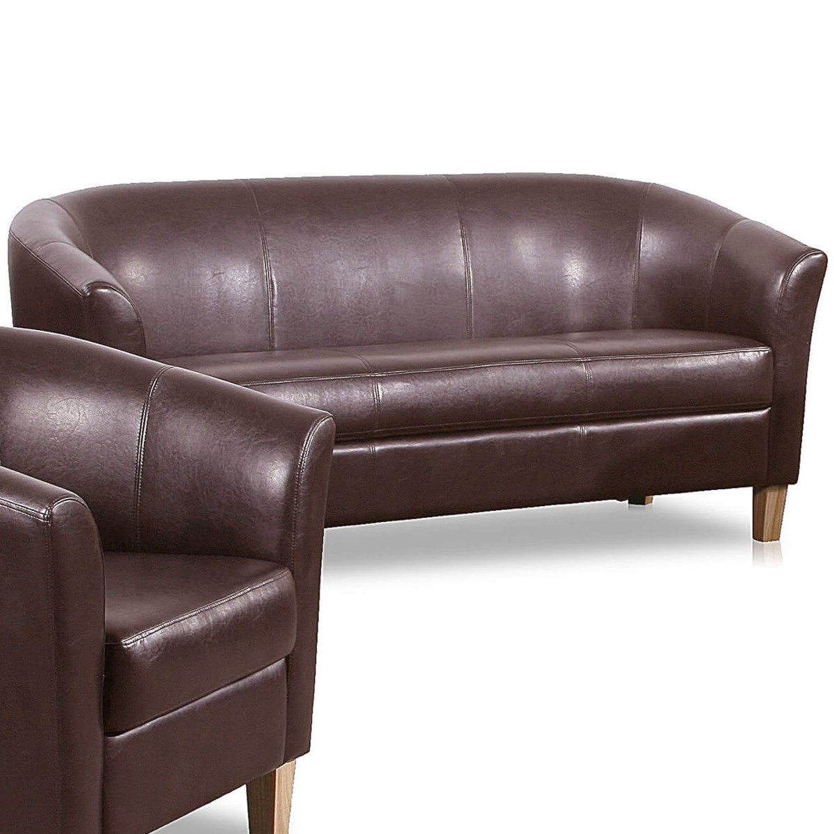 Bexhill 2 Seater Faux Leather Sofa - Brown