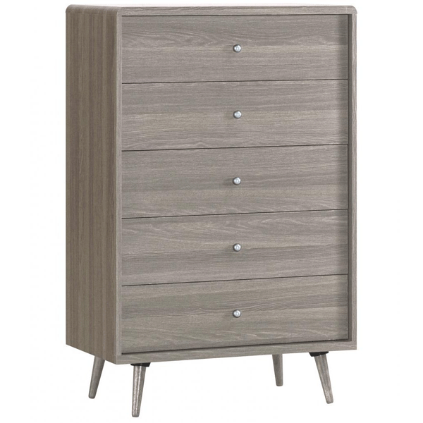 BURBANK Grey Chest of Drawers - Large-sized, 5 Drawers