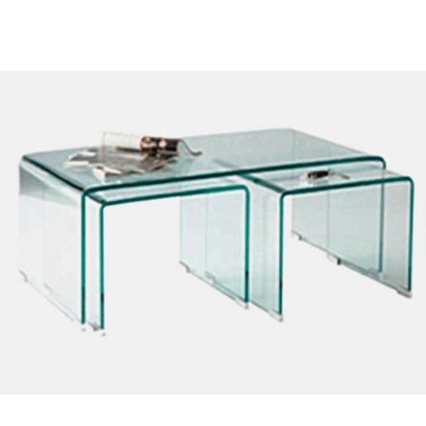 Rochford Clear Glass Occasional Coffee and Lamp Tables Set