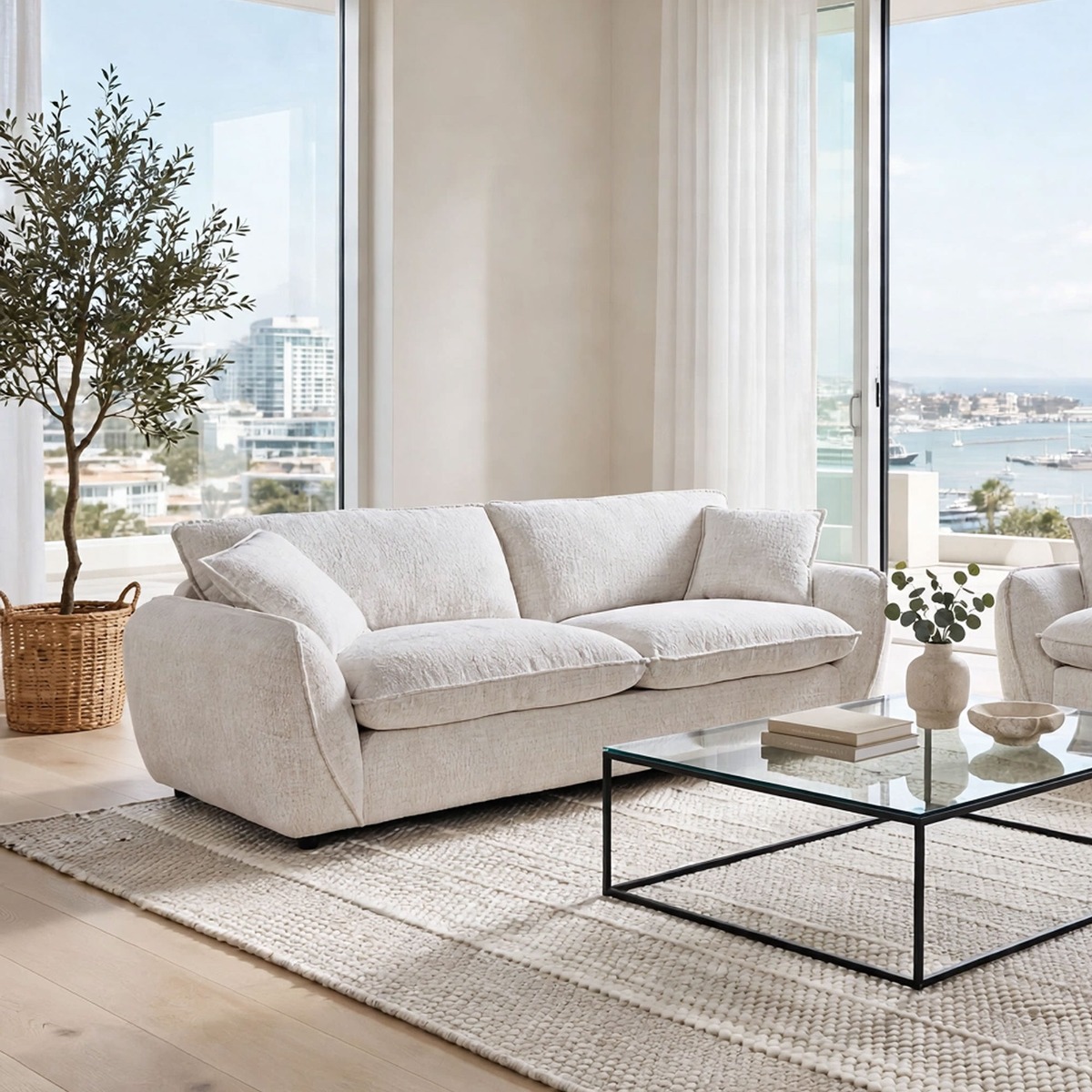 CARVELLO Fabric 2 Seater Sofa - Beige