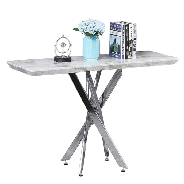 Vaxton Console Table with Silver Legs - Marble Effect