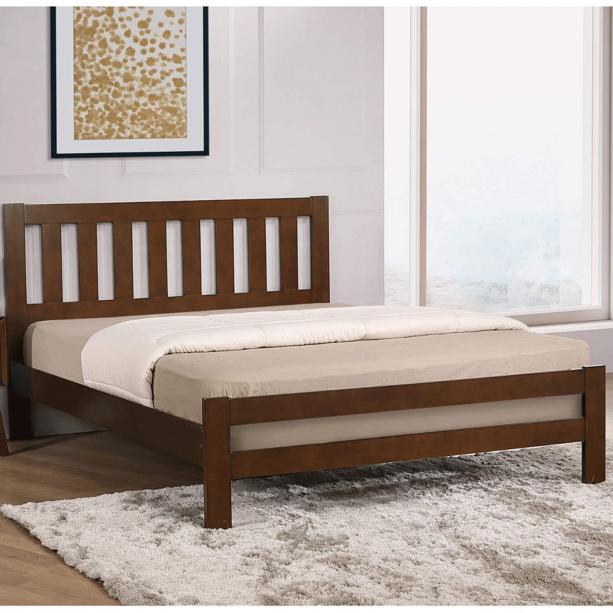 Kolachi Dreamy Haven in Solid Hardwood Bed Frame Rustic Oak - 4ft Small Double