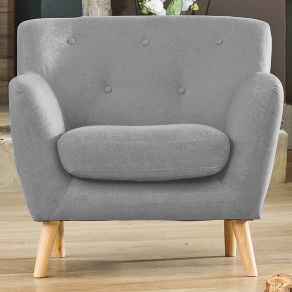Armchair - ELVERRA Fabric Chair Light Legs - Light Grey