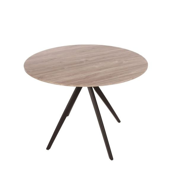 Emilie Round Dining Table with Adjustable Tubular Legs - Grey Oak