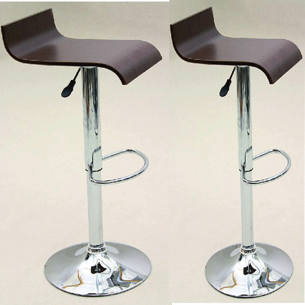 Manchester Chrome Bar Stool Pair with Adjustable Features - Walnut