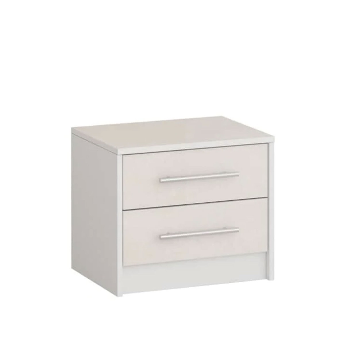 Bedside Table - STELLAR 2 Drawer Nightstand White 50cm