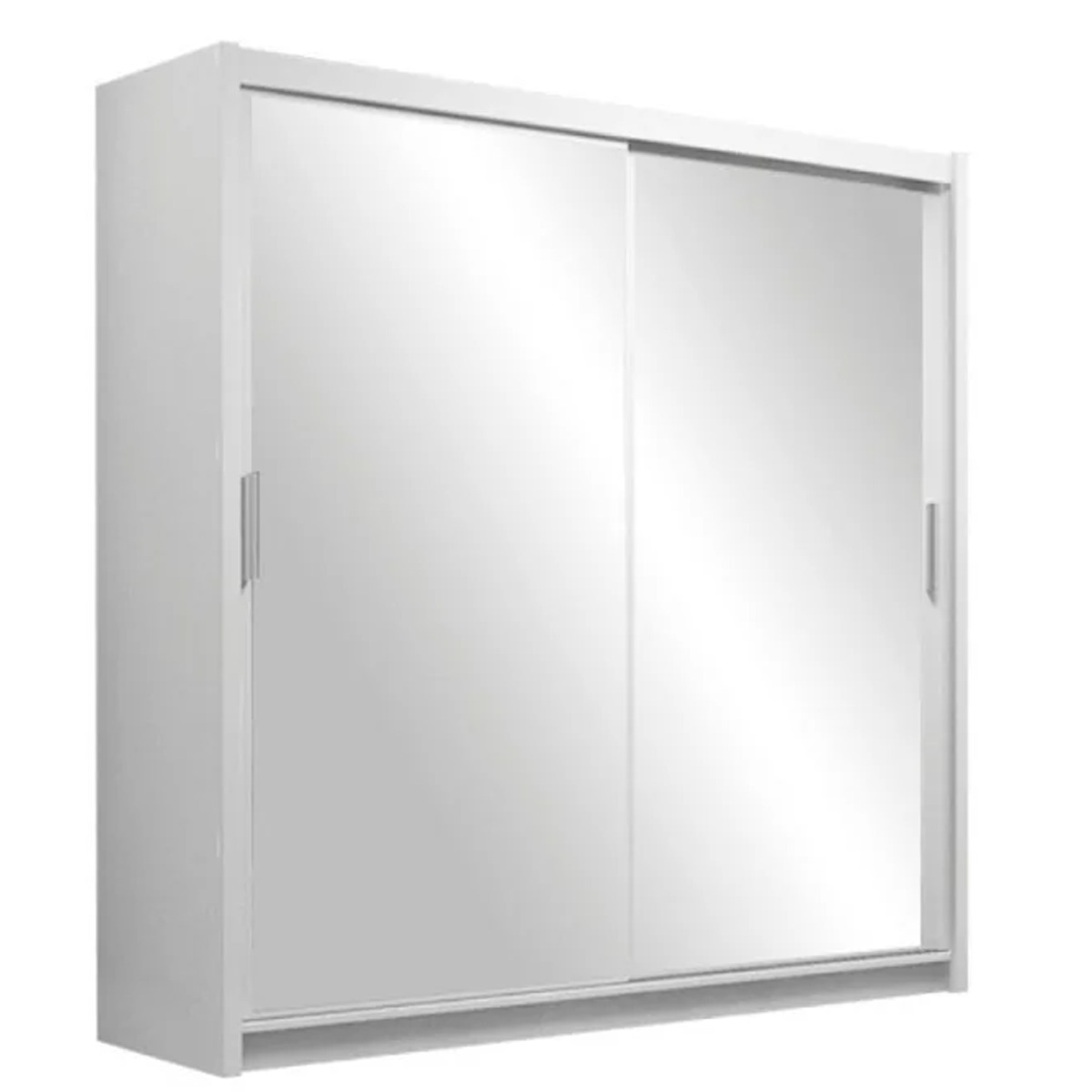 AURORA 2 Door Full Mirrored Sliding Wardrobe White - 160cm