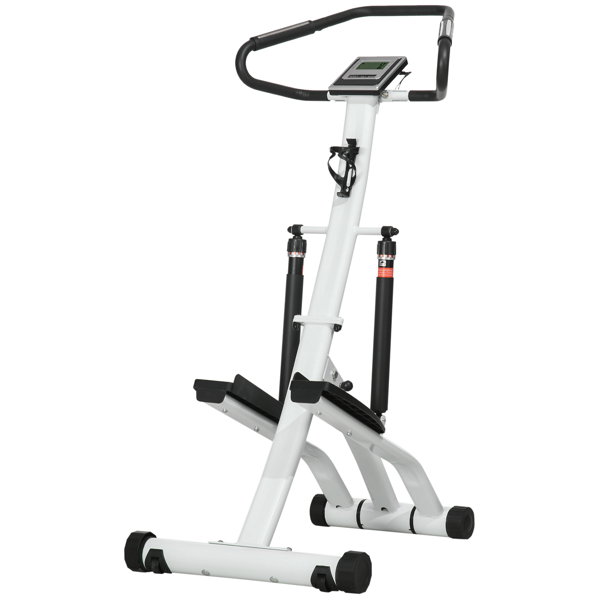 SPORTEDGE Foldable Stepper Machine with 12 Level Hydraulic Resistance White and Black
