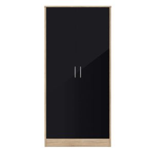 BLACKPOOL 2 Door Wardrobe Black Gloss - 80cm
