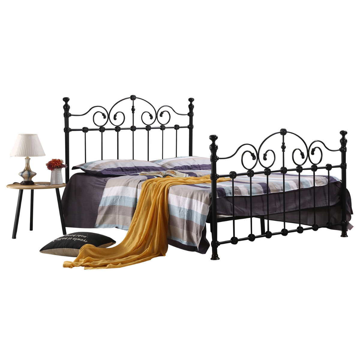 Matlock Black Classic Metal Bed Frame in Stylish High Headboard - Double 4ft6